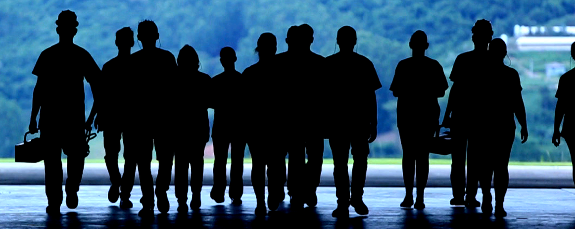 Silhueta grupo de trabalhadores