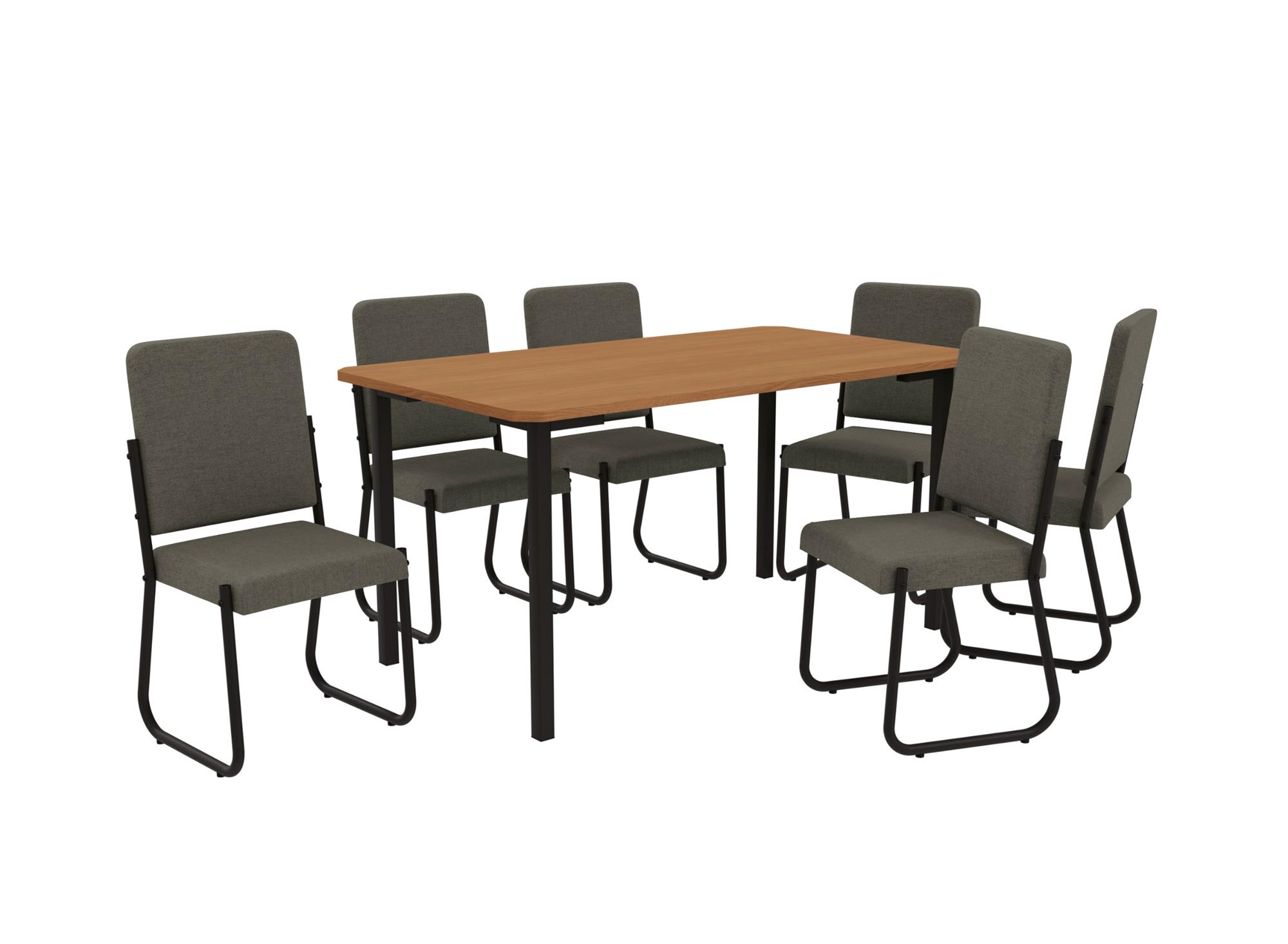 Conj. Mesa Santorini c/ tampo e 6 Cadeiras Sicilia