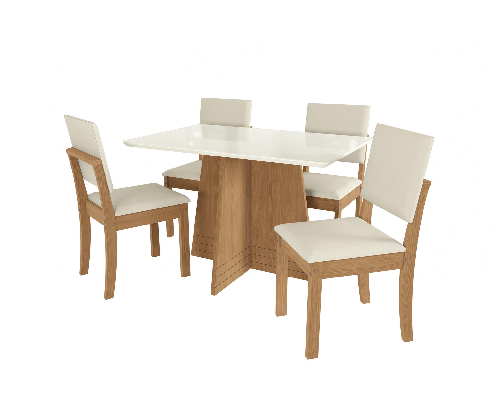 Conj Mesa Lótus c/ tampo e 4 Cadeiras Luna