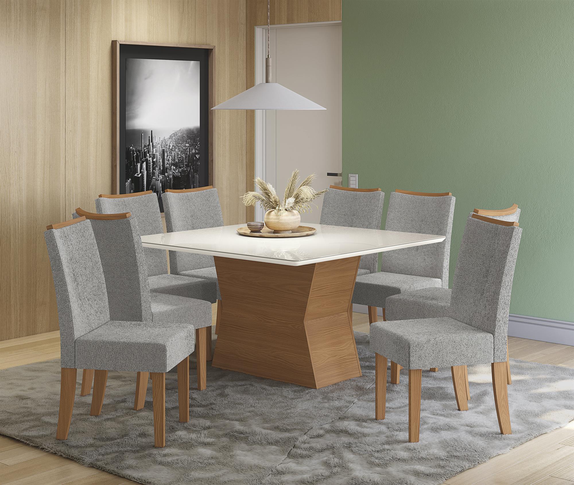 Conj Mesa Tília c/ tampo e 8 Cadeiras Elva