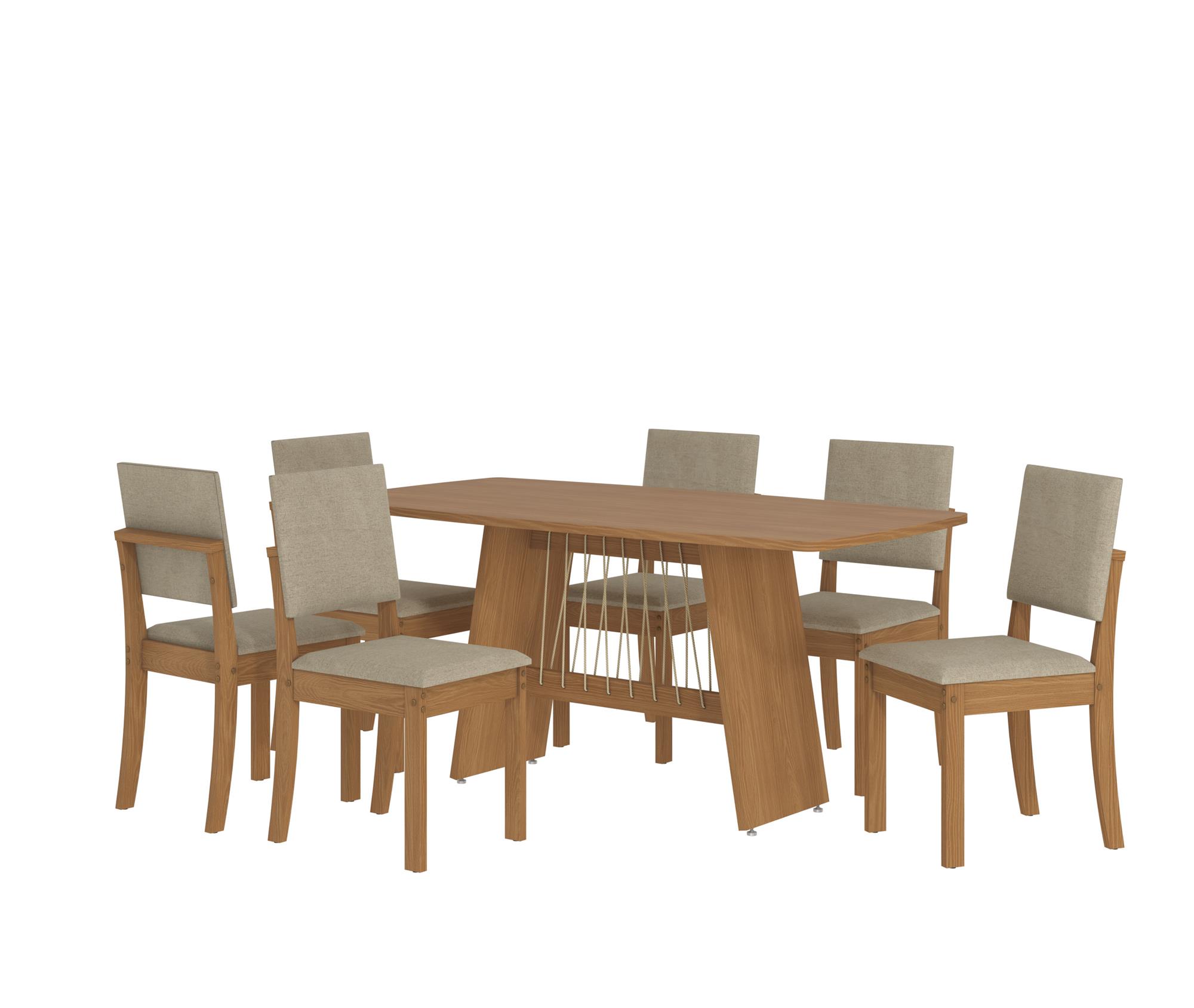 Conj Mesa Damiana c/ tampo e 6 Cadeiras Luna