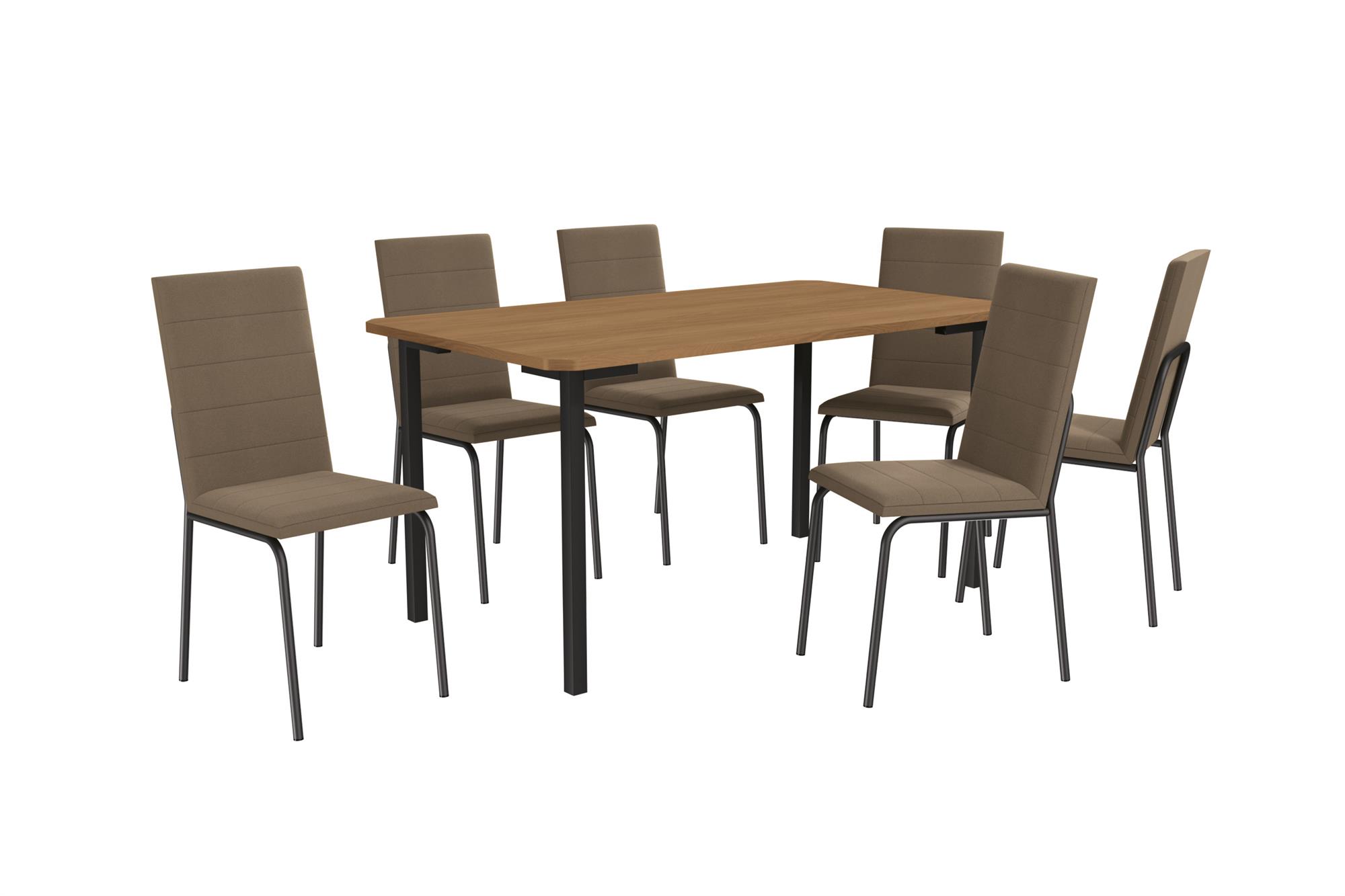 Conj. Mesa Santorini c/ tampo e 6 Cadeiras Amsterdã