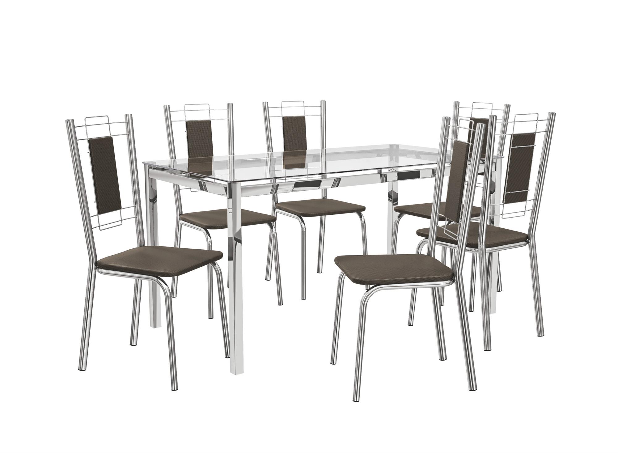 Conj. Mesa Reno c/ tampo e 6 Cadeiras Florença