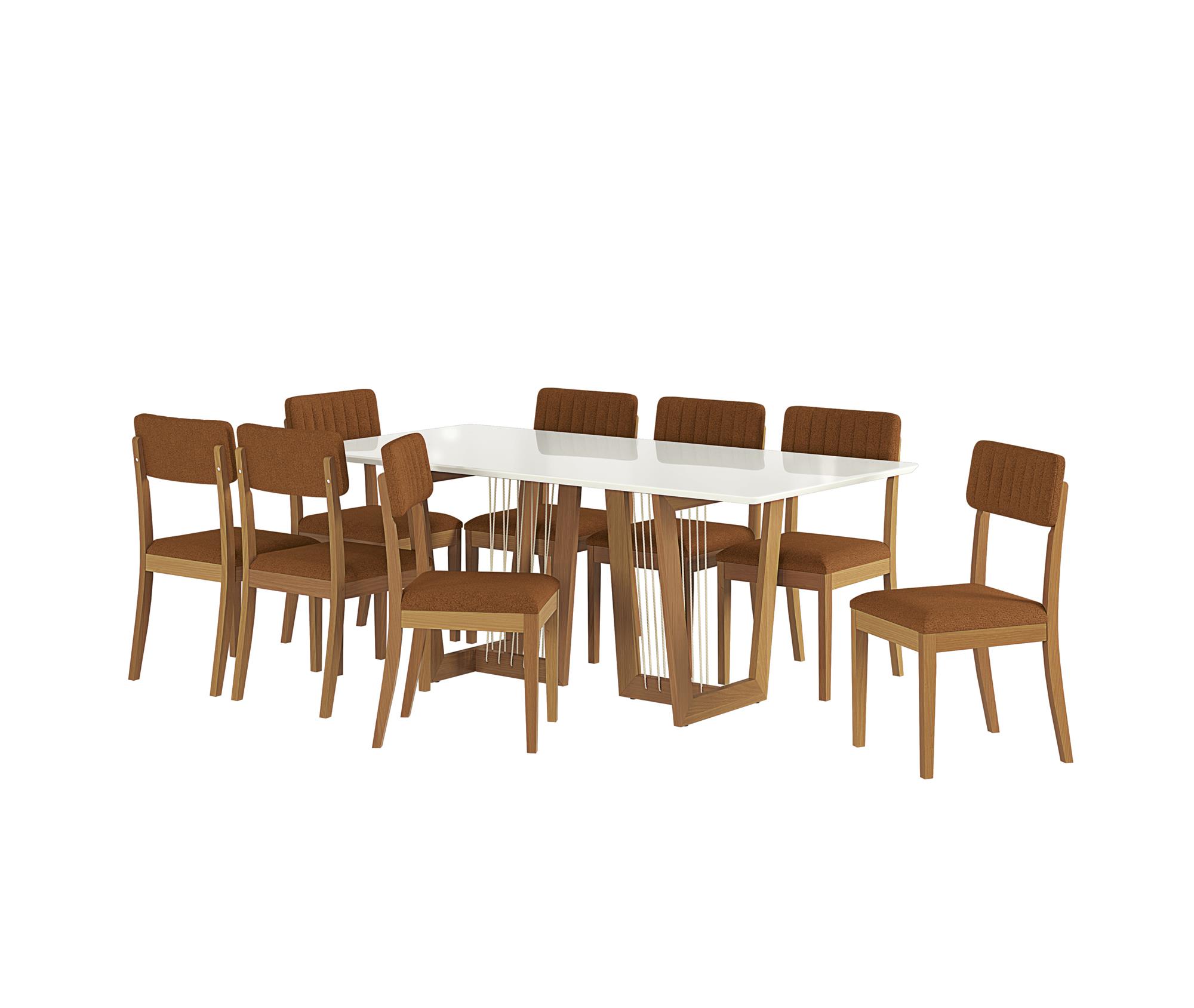 Conj Mesa Clara c/ tampo e 8 Cadeiras Telma