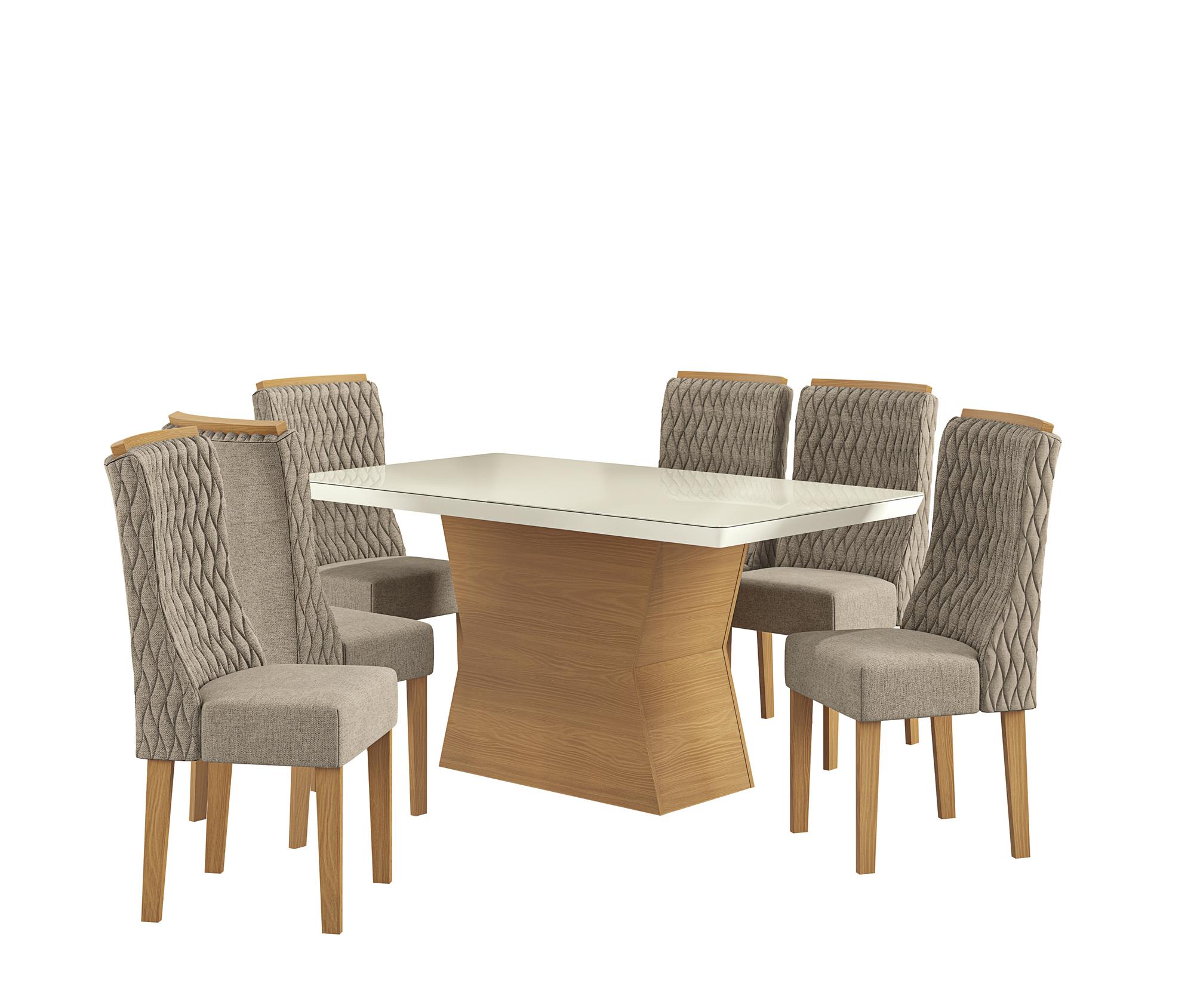 Conj Mesa Tília c/ tampo e 6 Cadeiras Jasmim