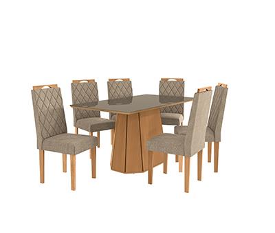 Conjunto Hara c/ tampo e 6 Cadeiras Luna