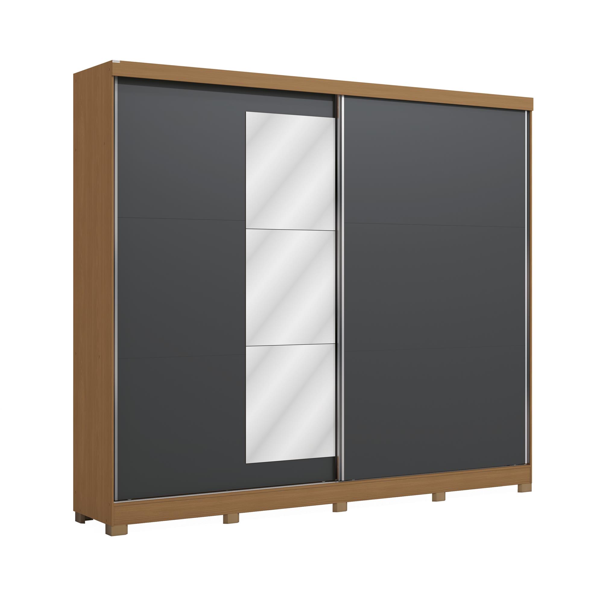 Roupeiro 2 portas de correr | 4 gavetas c/ espelho e pés