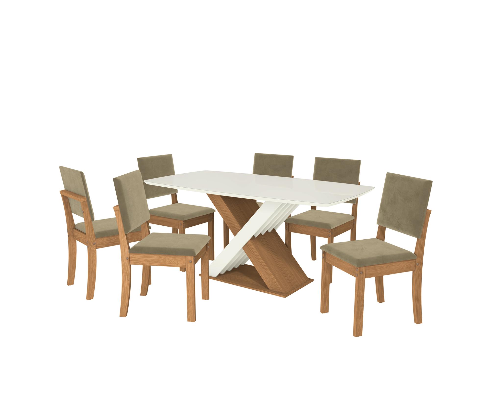 Conj Mesa Graviola c/ tampo e 6 Cadeiras Luna