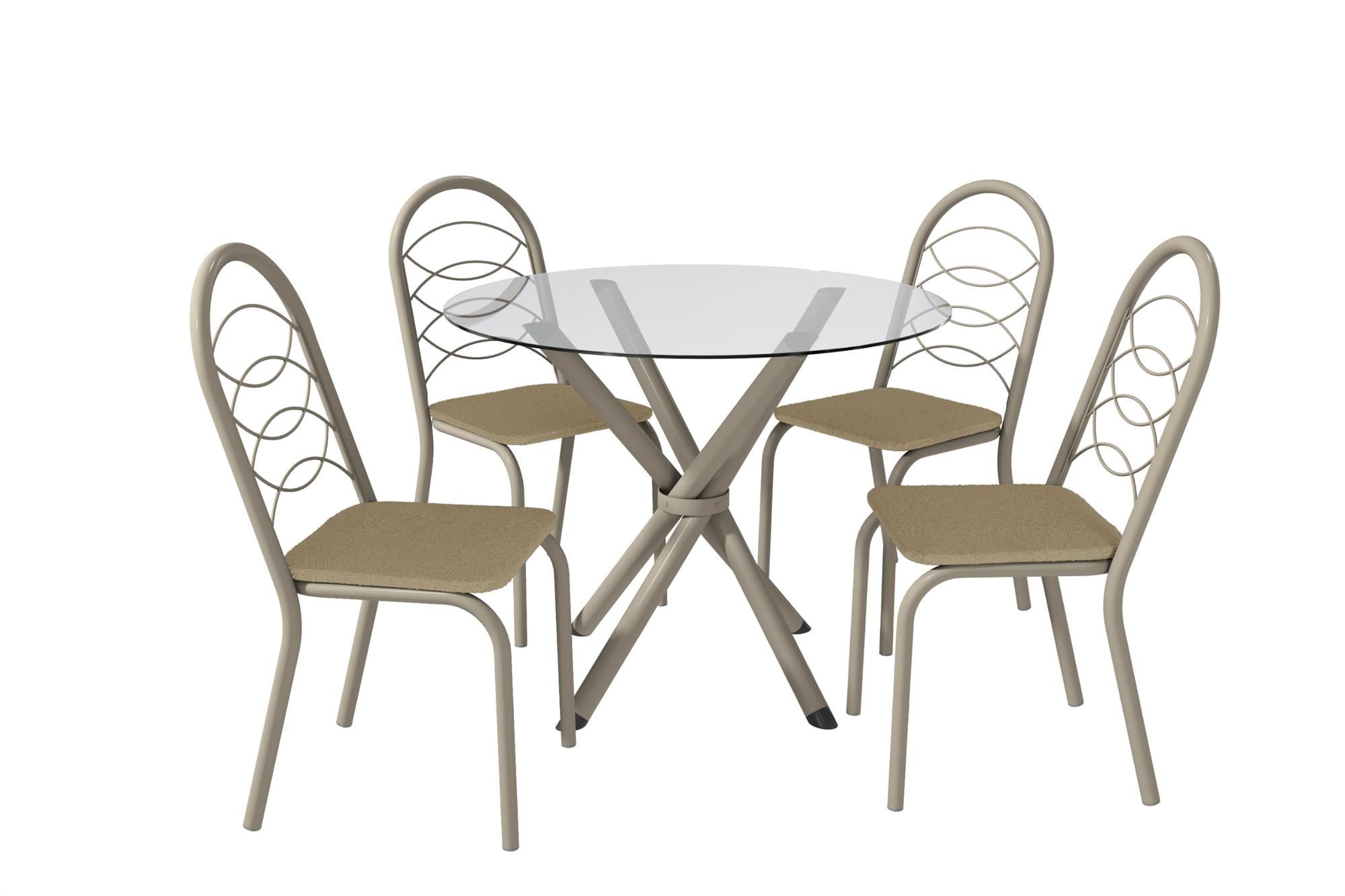 Conj. Mesa Volga c/ tampo e 4 Cadeiras Holanda