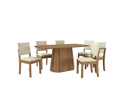 Conjunto Hara c/ tampo e 6 Cadeiras Luna