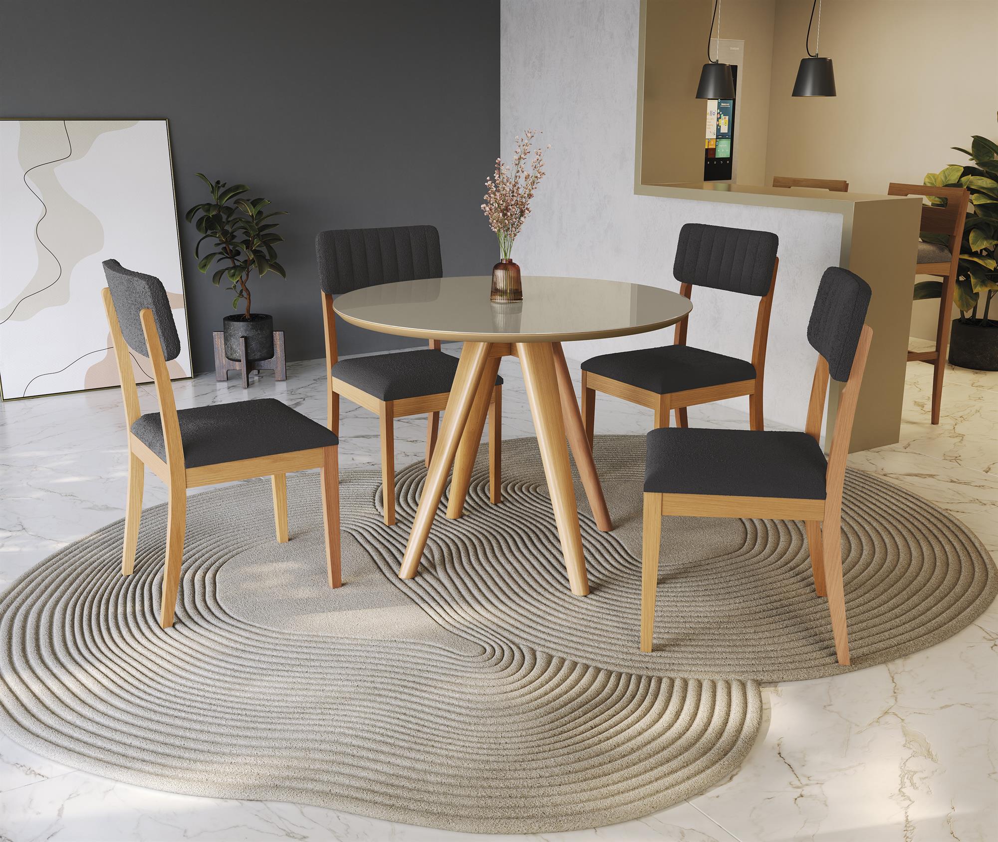 Conj Mesa Duna c/ tampo e 4 Cadeiras Telma