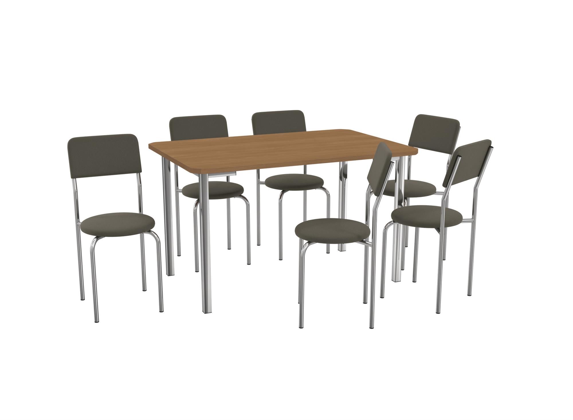 Conj. Mesa Santorini c/ tampo e 6 Cadeiras Mali