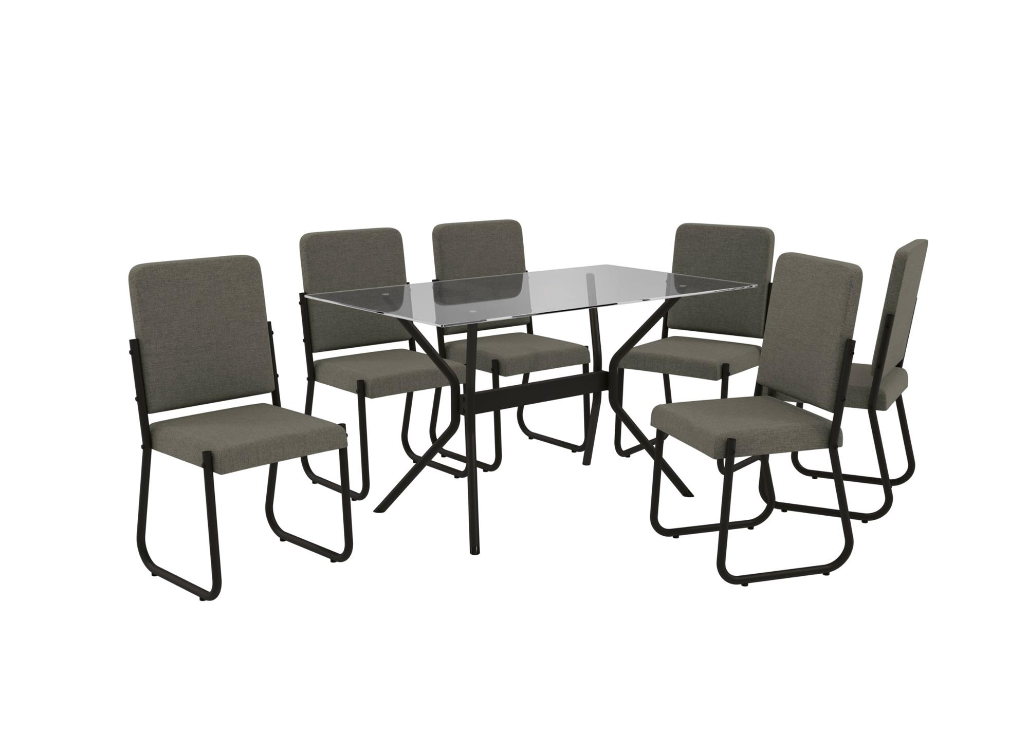 Conj. Mesa Loire c/ tampo e 6 Cadeiras Sicilia