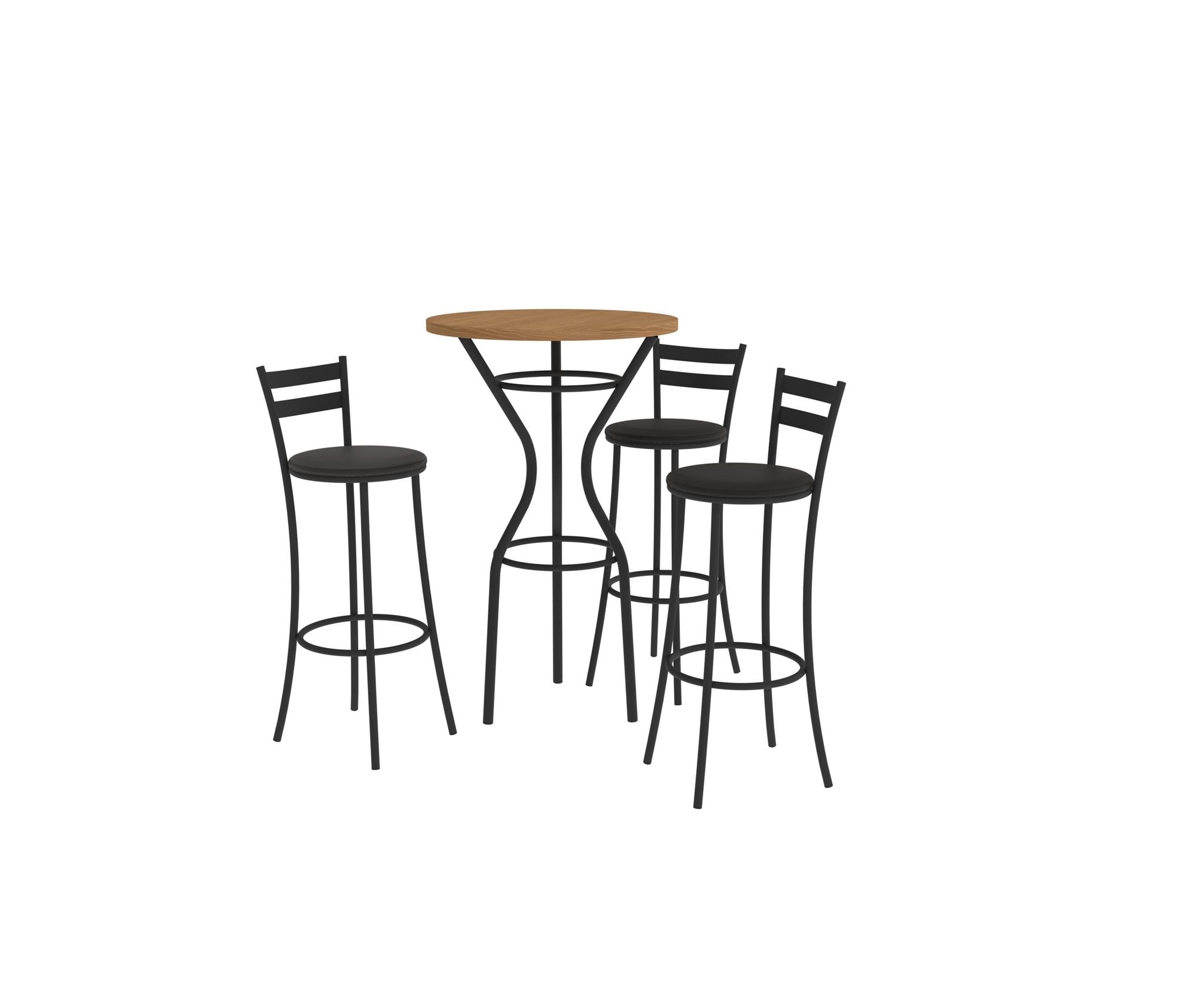 Conj. Mesa Bistro Dublin c/ tampo e 3 banquetas Jade 