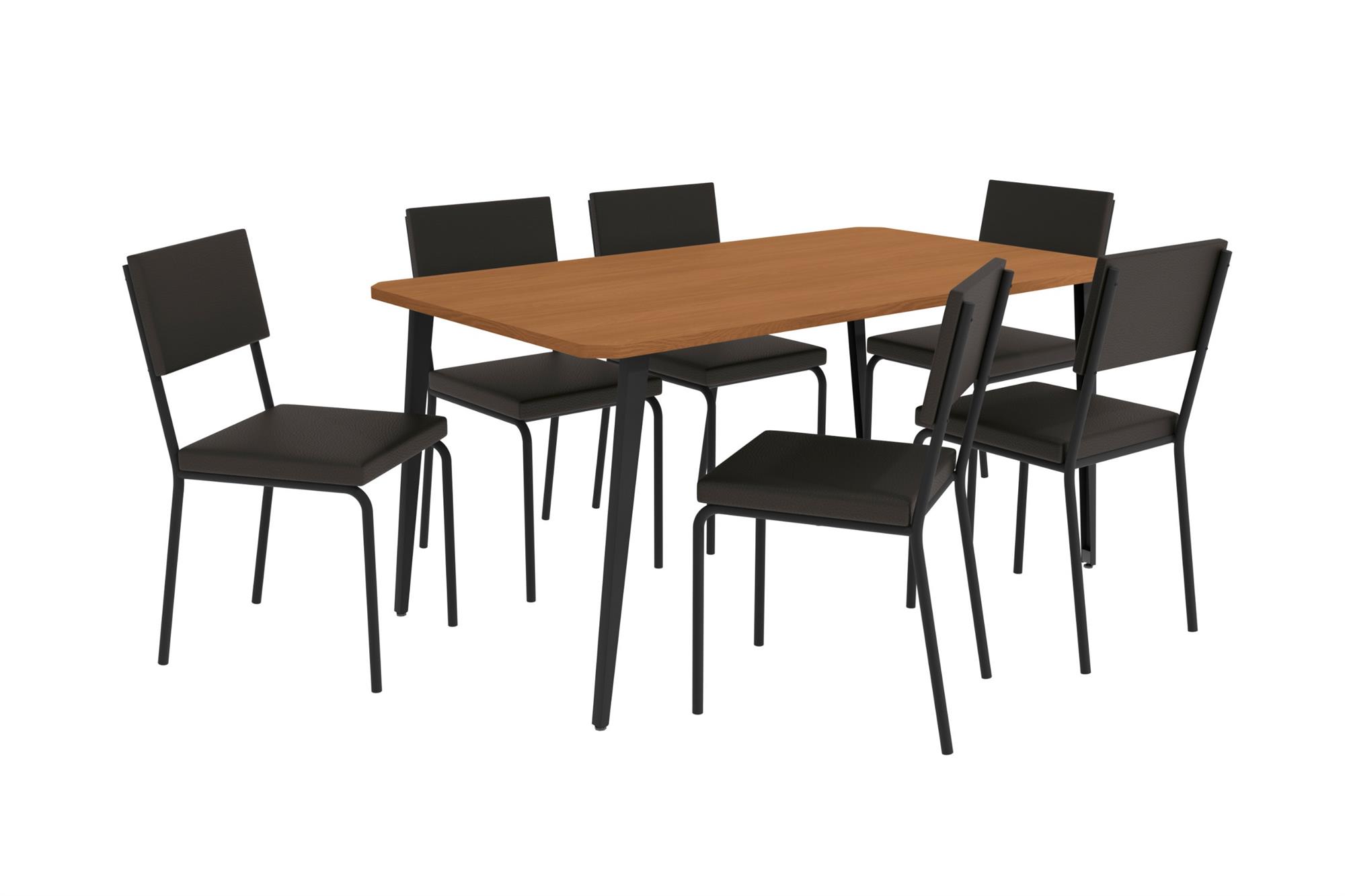 Conj. Mesa Iguaçu c/ tampo e 6 Cadeiras Zaria