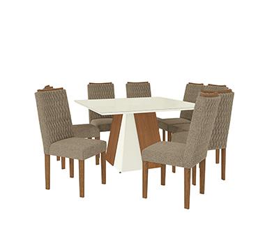 Conj Mesa Dalia c/ tampo e 8 Cadeiras Aura