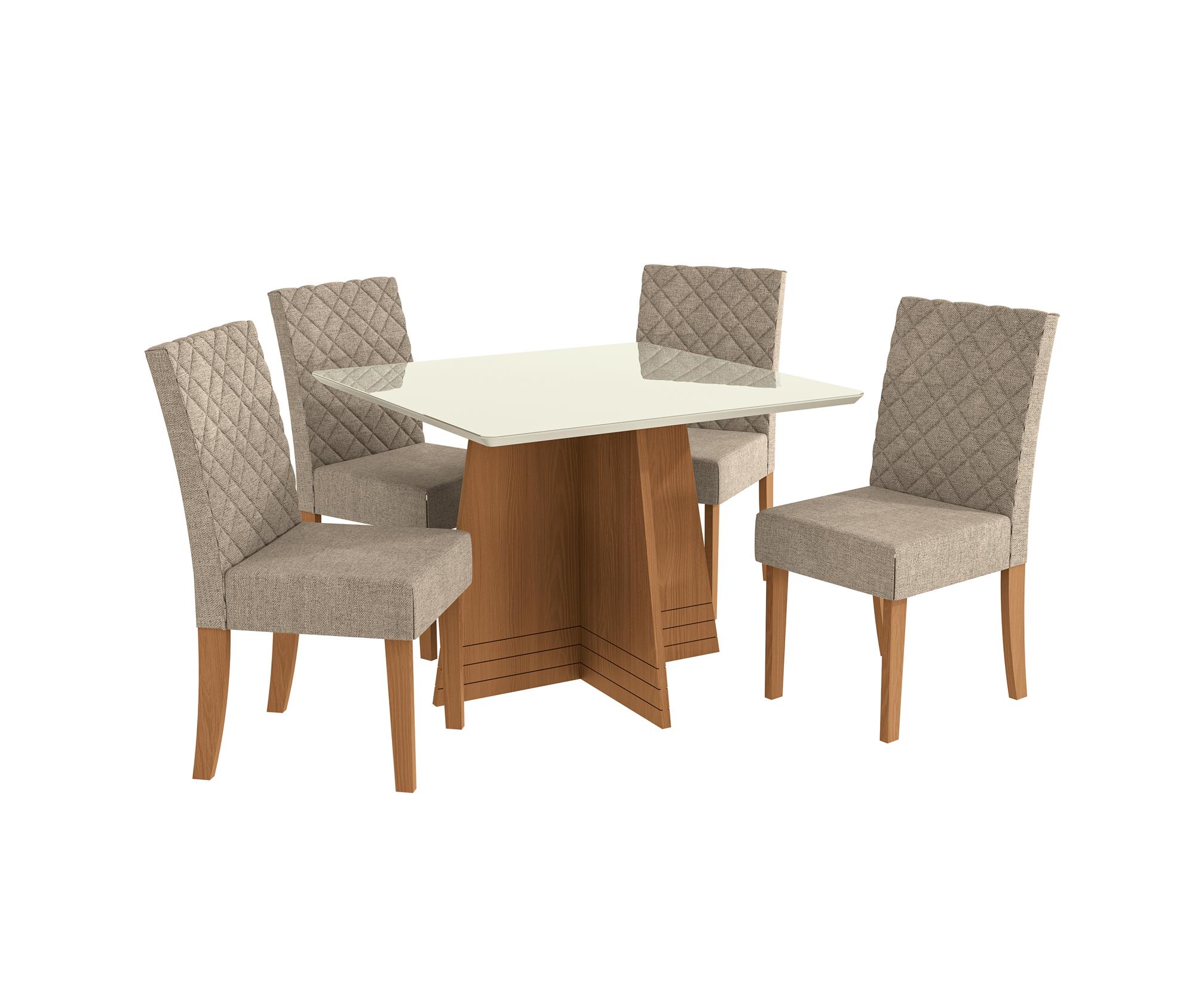 Conj Mesa Lótus c/ vidro e 6 Cadeiras Verbena 