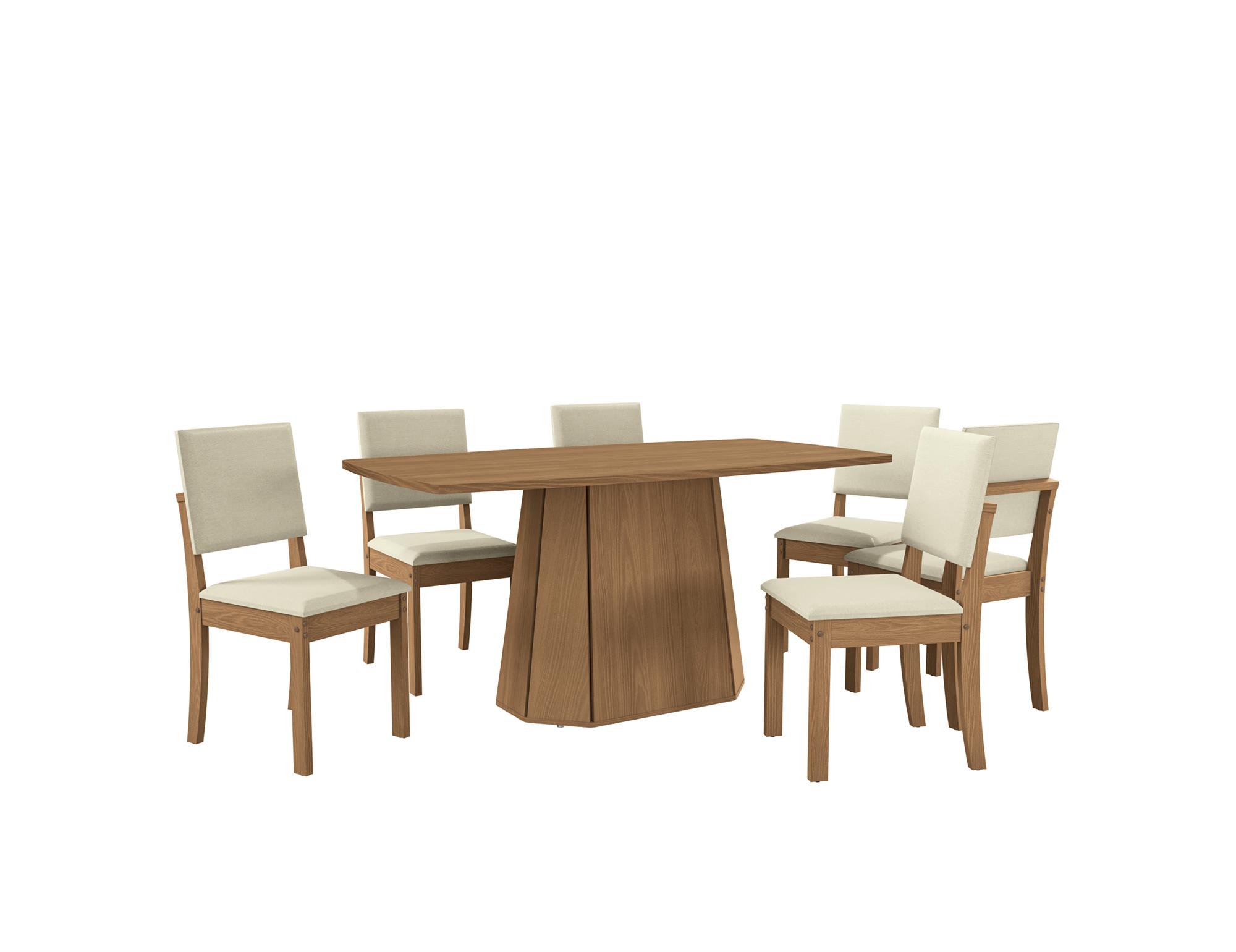 Conjunto Hara c/ tampo e 6 Cadeiras Luna