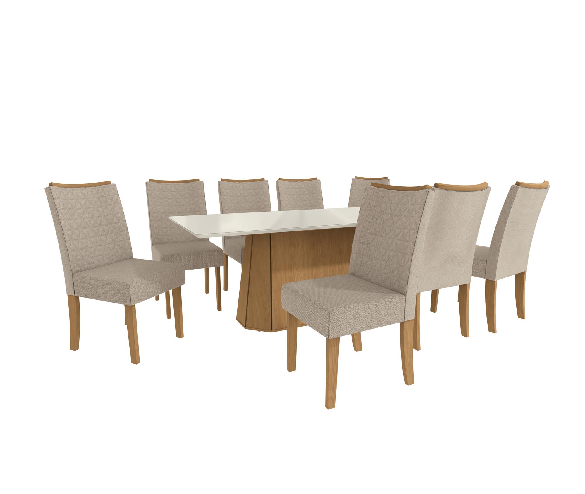 Conj Mesa Hara c/ tampo e 8 Cadeiras Rosa