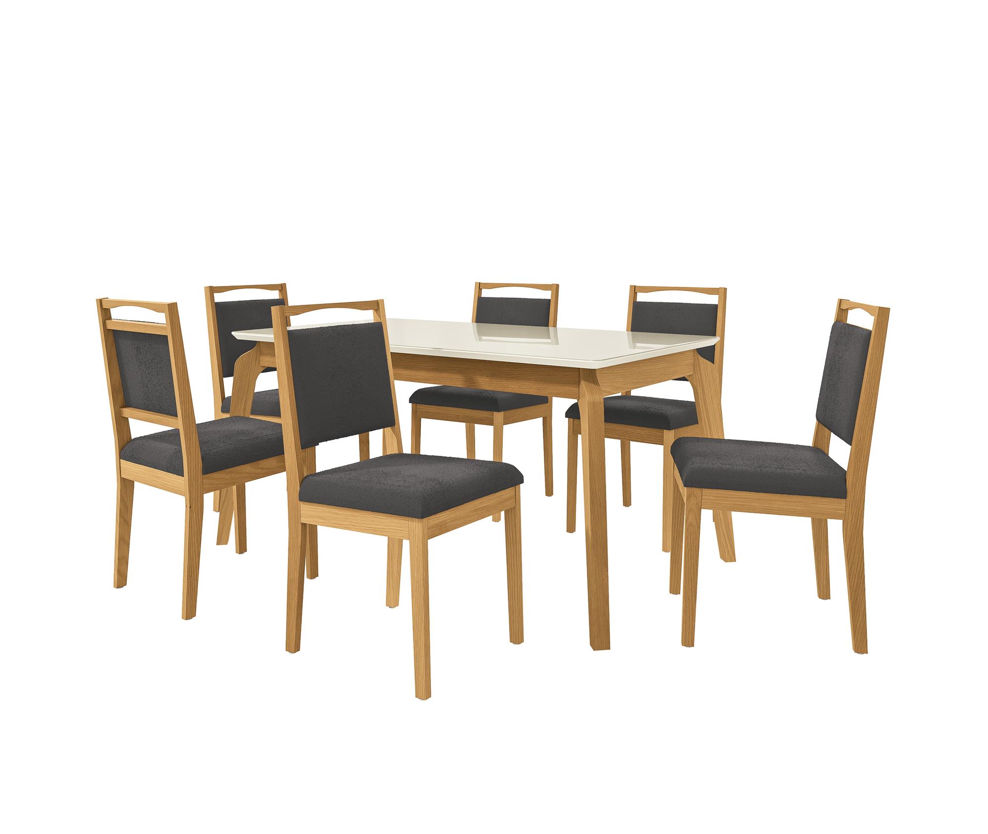 Conj Mesa Petra c/ tampo e 6 Cadeiras Lina 