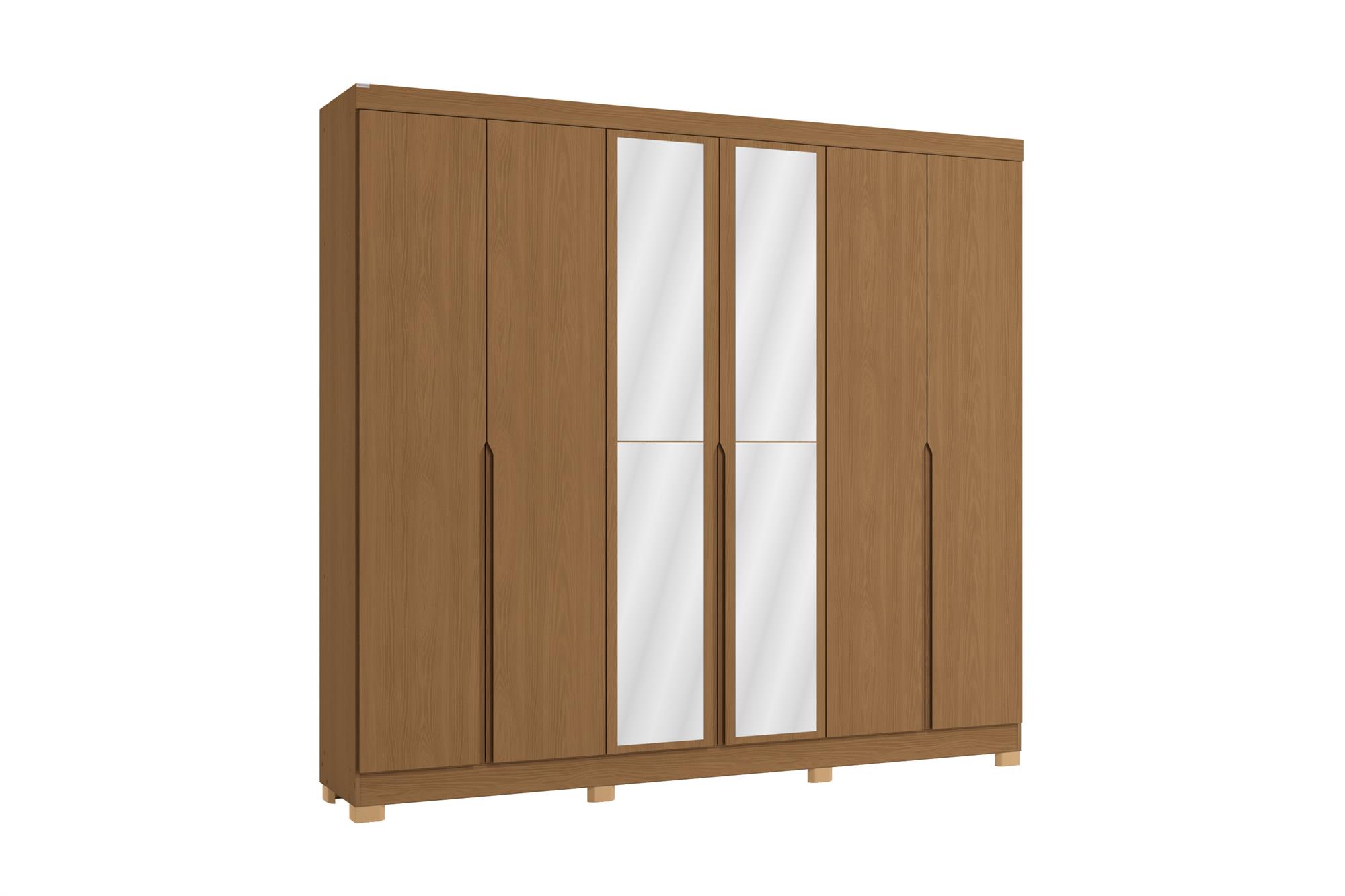 Roupeiro 6 portas | 4 gavetas c/ pés e espelho