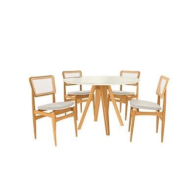 Conj Mesa Duna c/ tampo e 4 Cadeiras Stela