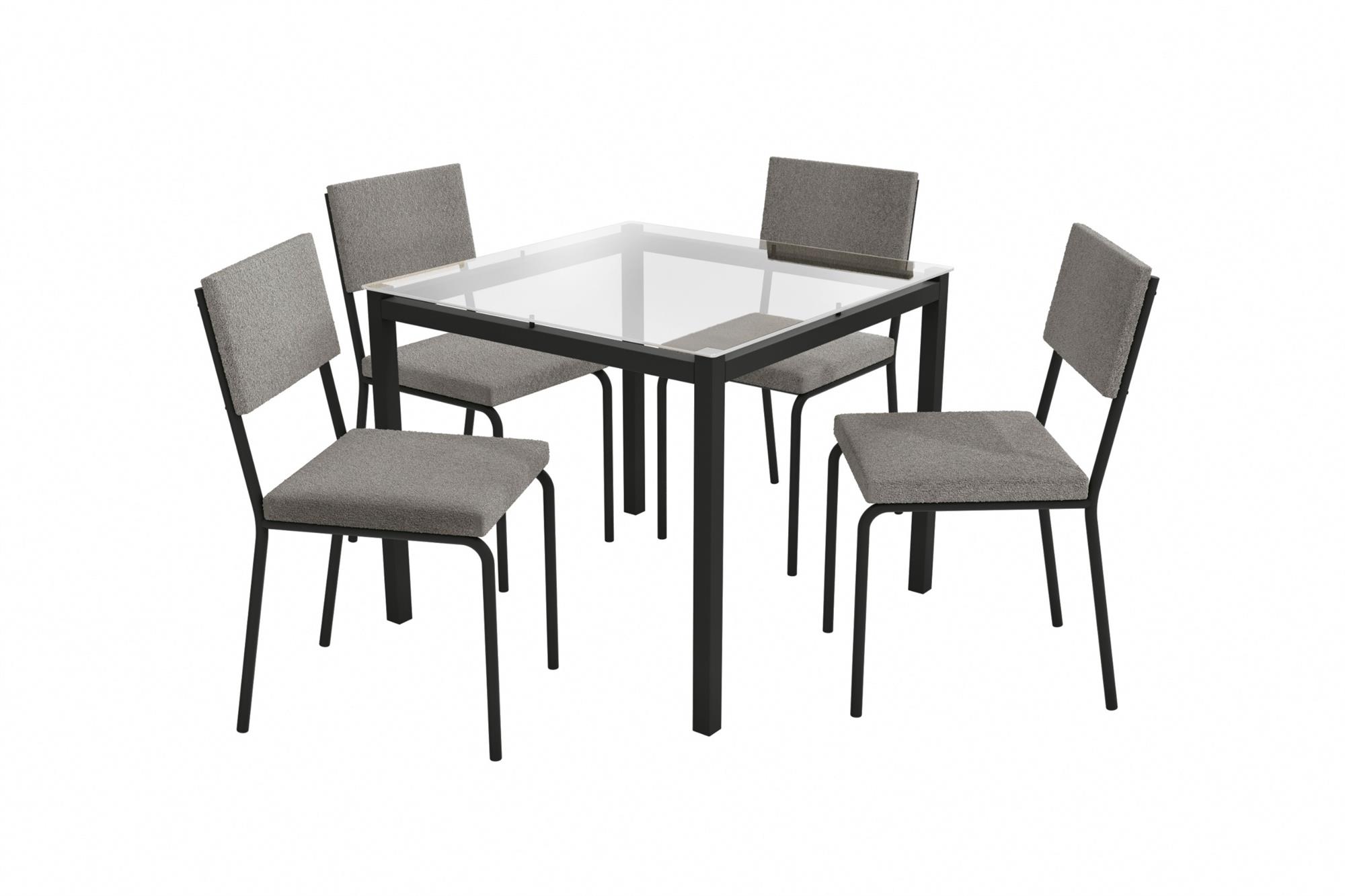 Conj. Mesa Reno c/ tampo e 4 Cadeiras Zaria