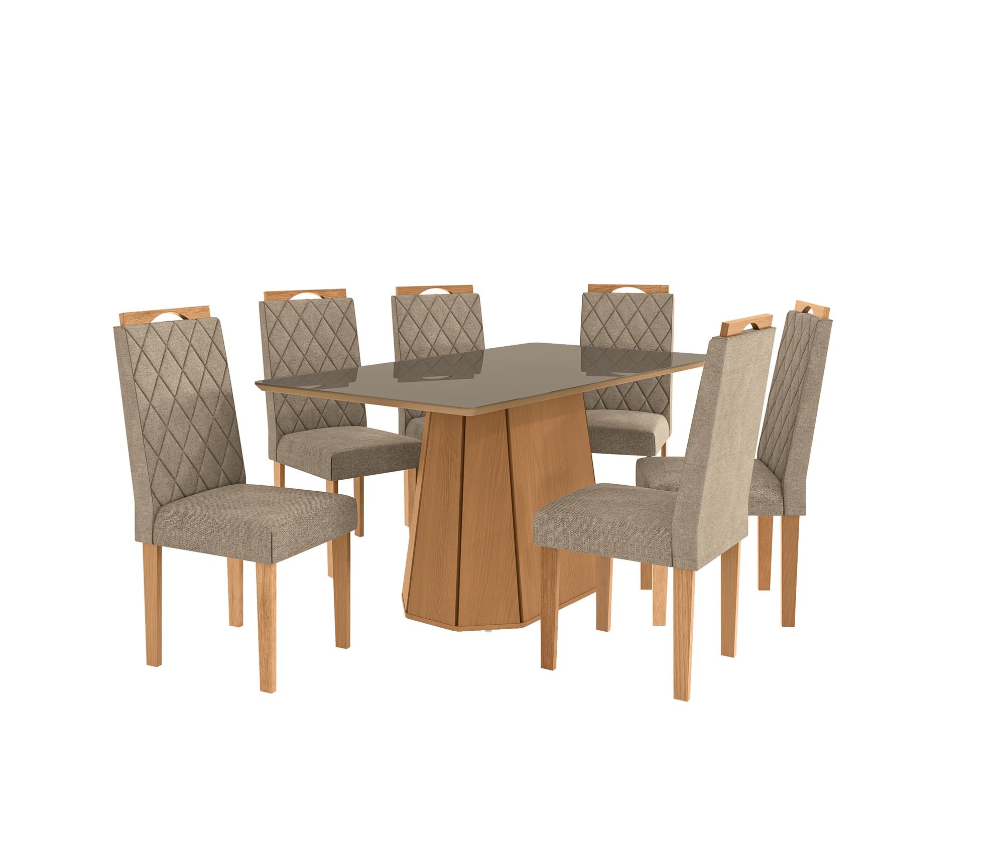 Conjunto Hara c/ tampo e 6 Cadeiras Luna