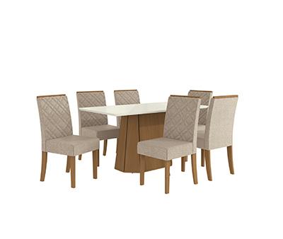 Conjunto Hara c/ tampo e 6 Cadeiras Gardênia