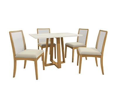Conj Mesa Elma c/ tampo e 4 Cadeiras Lara