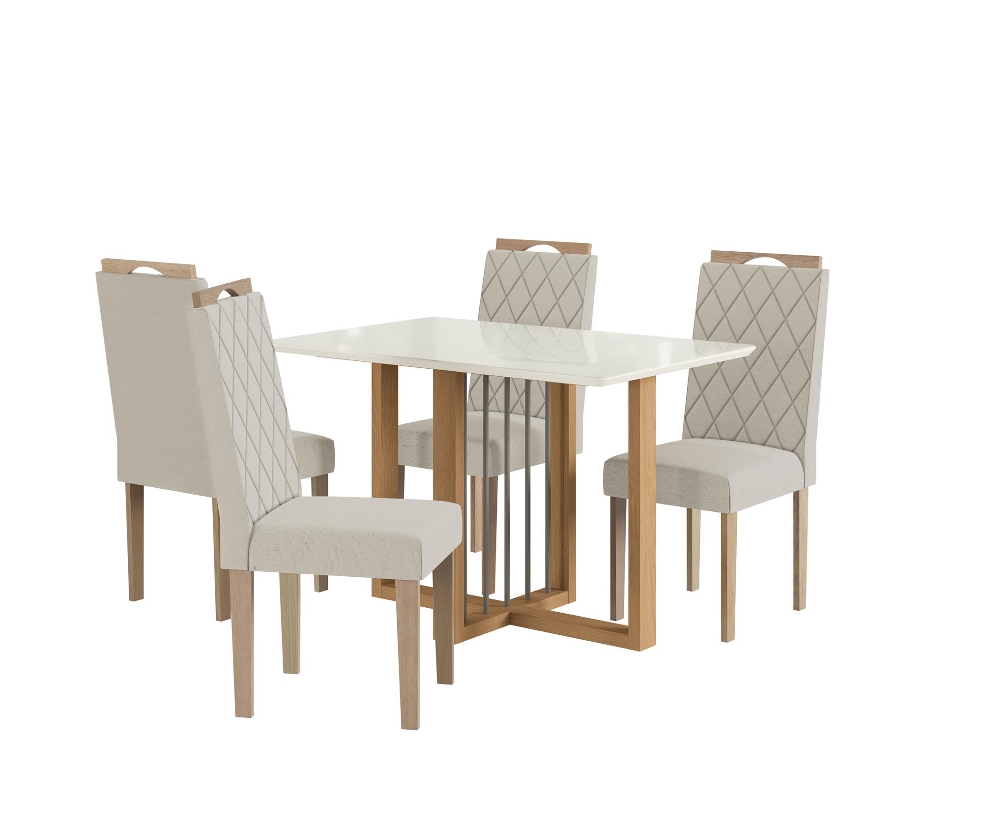 Conj Mesa Antonela c/ tampo e 4 Cadeiras Camélia