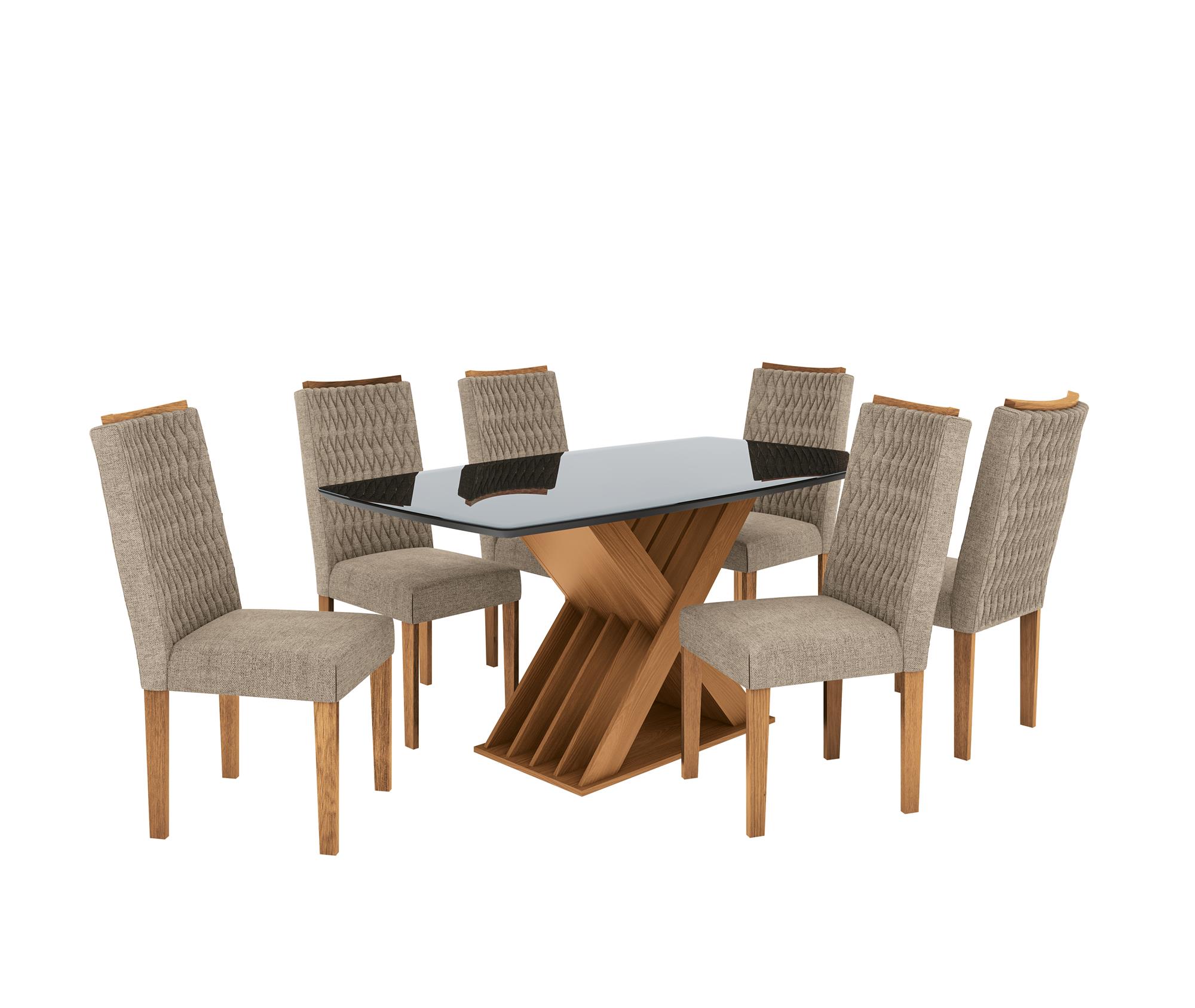 Conj Mesa Graviola c/ tampo e 6 Cadeiras Aura